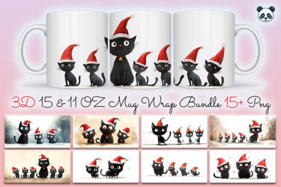 Download Christmas Black Cat Mug Wrap Bundle - Premium Resources