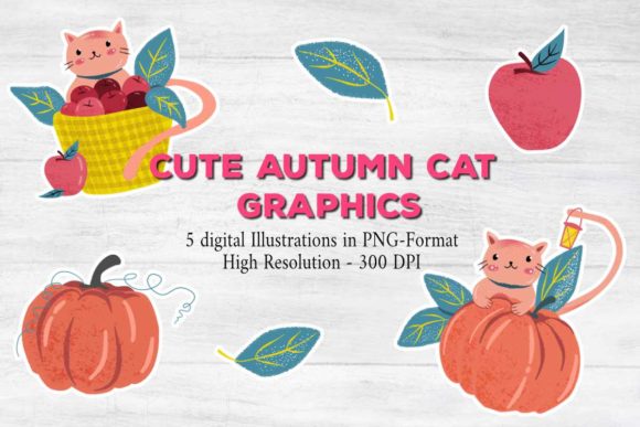 Download Cute Autumn Cat Graphics - Premium Bundle